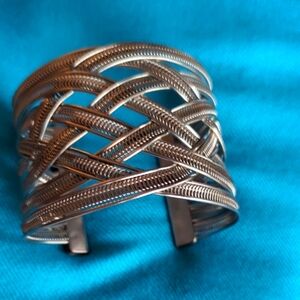 Silver Woven Cuff Bracelet